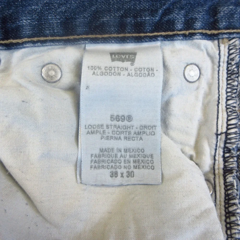 Levis 569 Jeans Mens 38x30 Blue Denim Loose Straight Medium Wash 100% Cotton